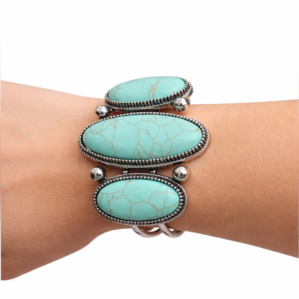 Plunder Turquoise and Silver Statement Bracelet